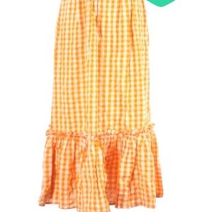 Topshop Gingham Plaid Orange Skirt